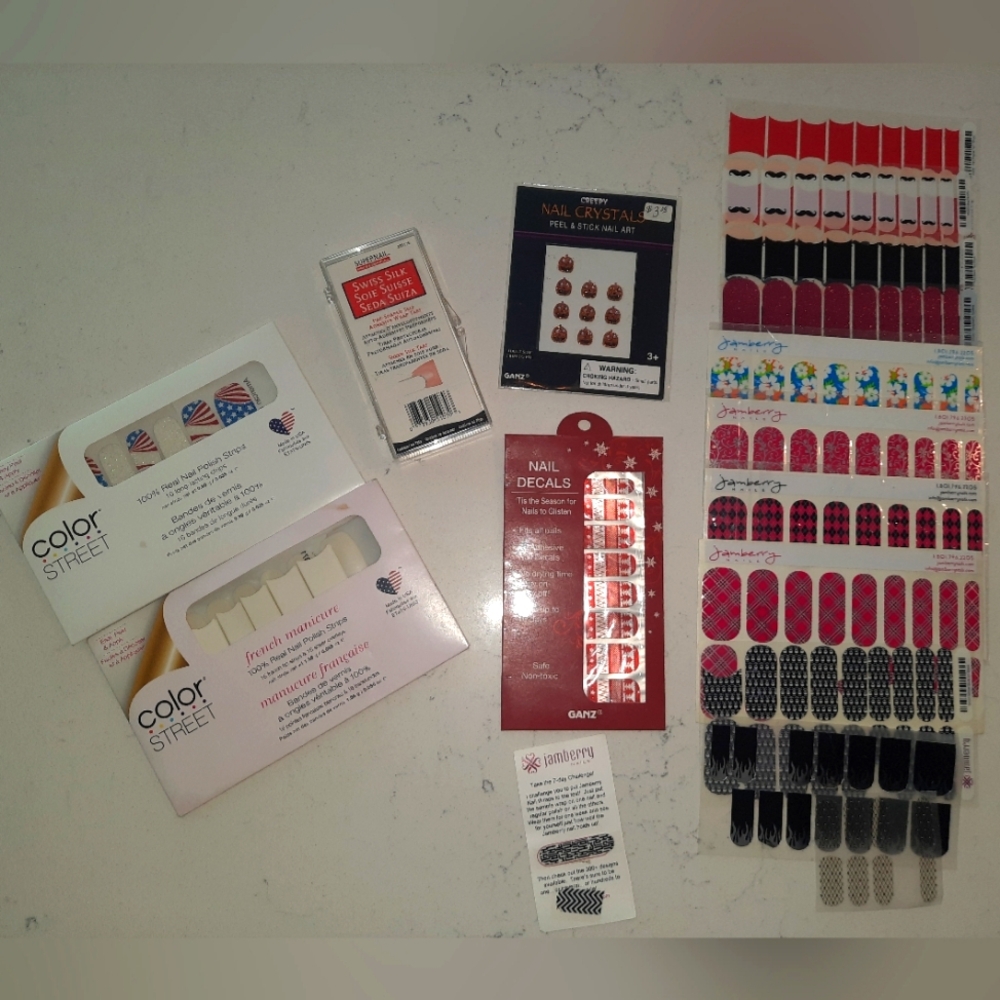 NWT Color Street 2, 7 NWT & 3 open jamberry nail wraps, Ganz nail decals, bundle